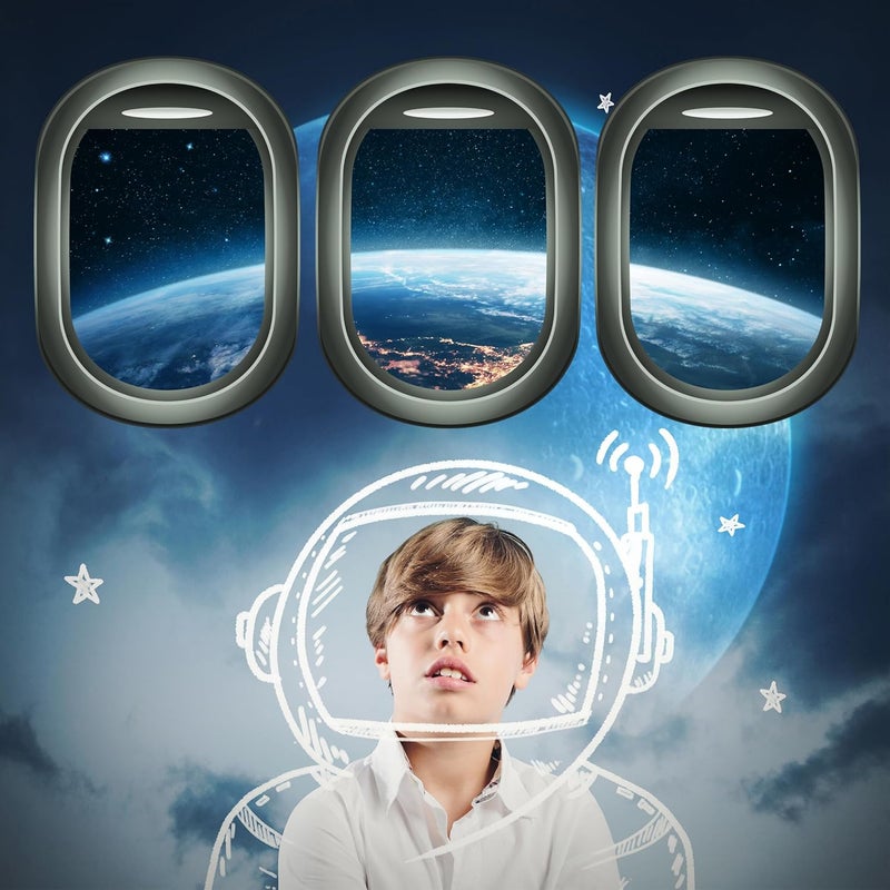 Robmoda Glow in The Dark 3D Space Wall Decals, Set of 3 Galaxy Window Stickers for Wall, Space Themed Room Decor for Kids Boys (Green) - Image 5